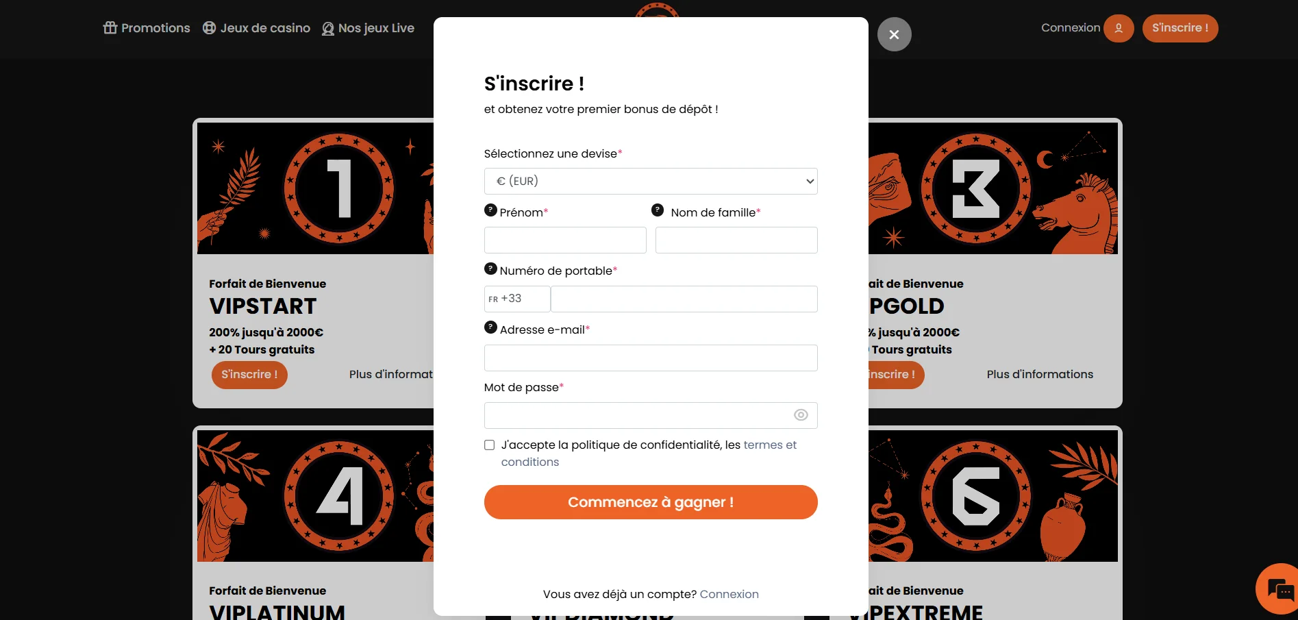 Comment s'inscrire sur Hermes casino ?